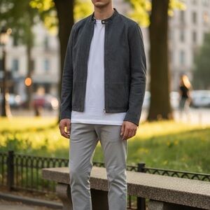 John Varvatos Elegant blue sheepskin Suede Jacket